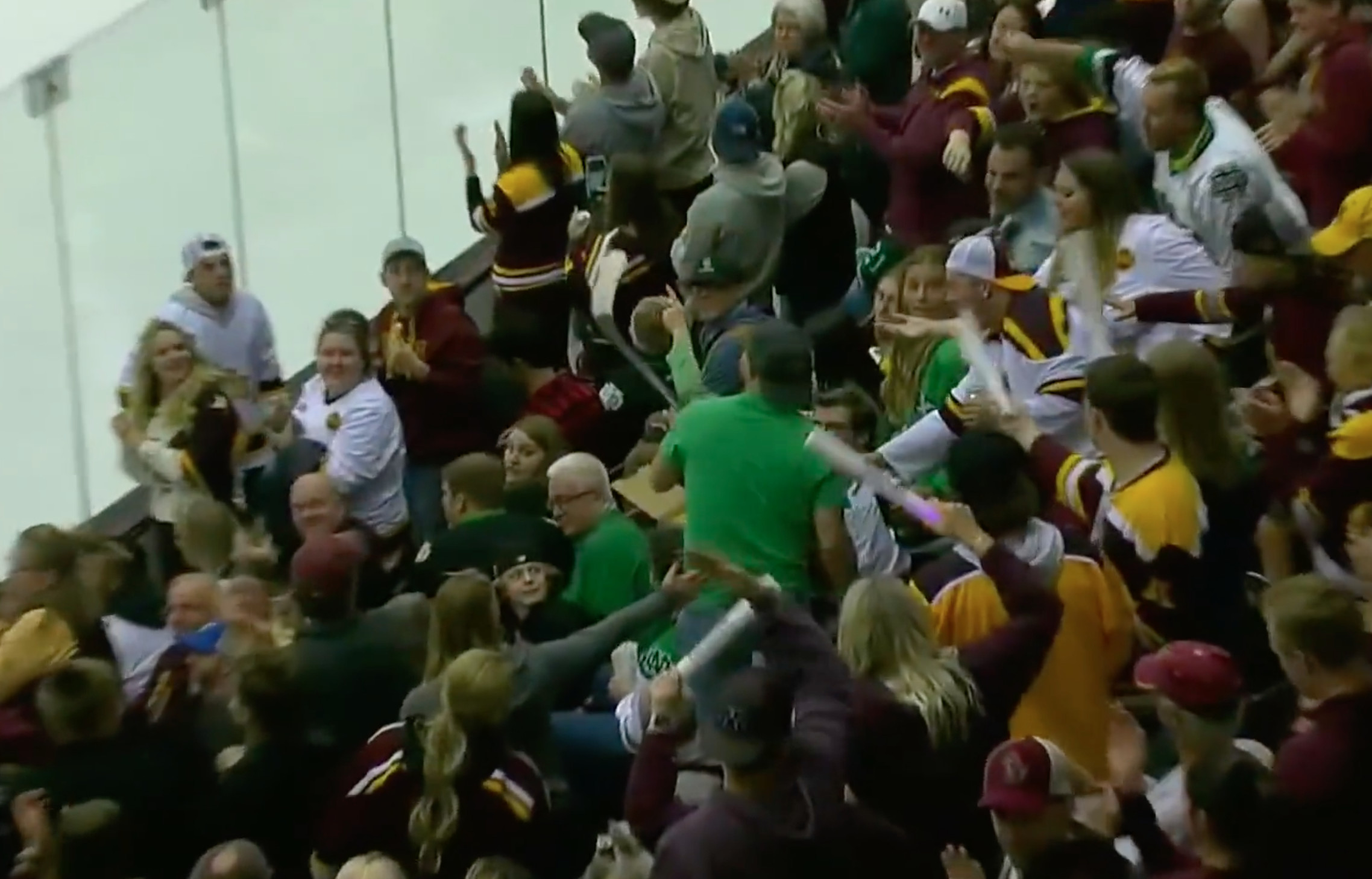 Gophers' Rhett Pitlick scores, throws stick into stands and gets 10