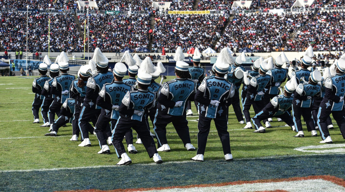 The band plays during JSU homecoming.