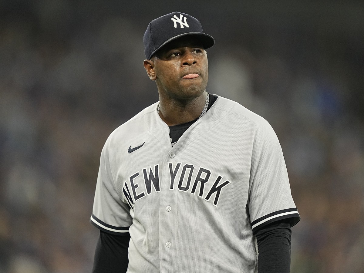 New York Yankees SP Luis Severino walks off mound