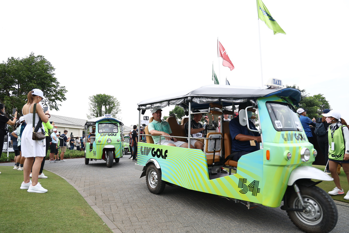 Paul Casey and his caddie hitched a ride on a tuk tuk to their opening hole in Bangkok.