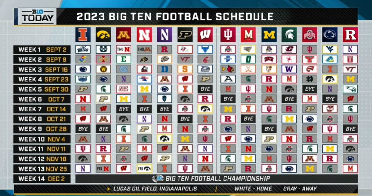 The Big Ten conference announced the 2023 football schedule on Wednesday.