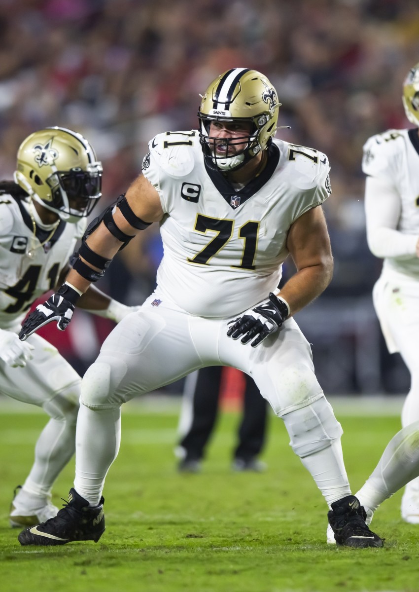 New Orleans Saints offensive tackle Ryan Ramczyk (71) against the Arizona Cardinals. Mandatory Credit: Mark J. Rebilas-USA TODAY Sports