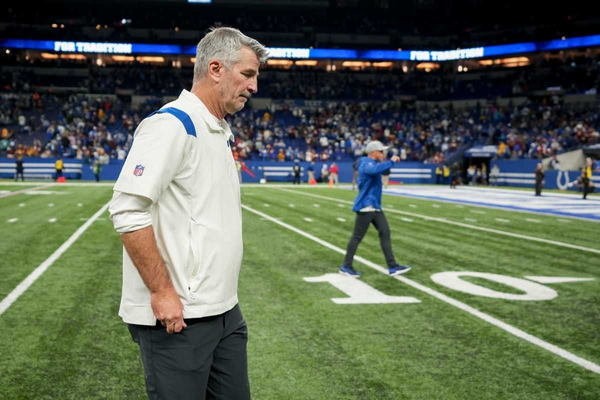Indianapolis Colts head coach Frank Reich walks off the field after losing to the Washington Commanders 17-16 on Sunday, Oct. 30, 2022, during a game against the Washington Commanders at Indianapolis Colts at Lucas Oil Stadium in Indianapolis.
