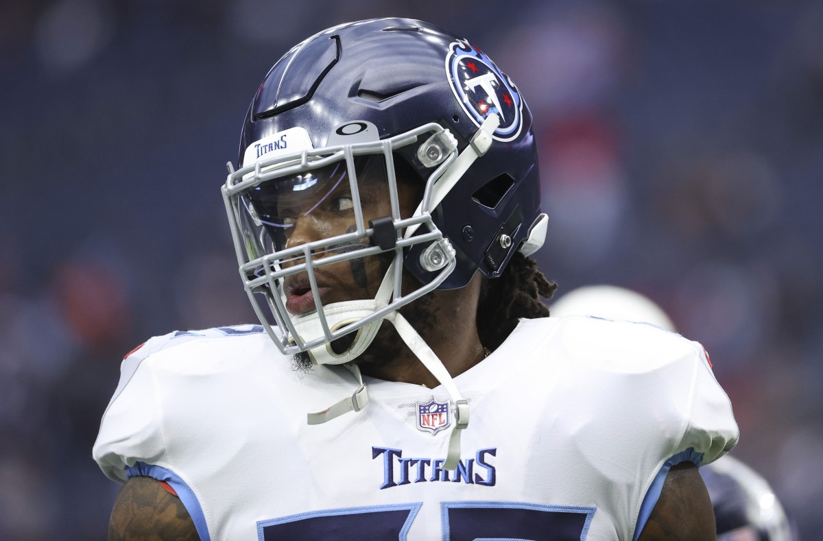 Tennessee Titans running back Derrick Henry (22) on the field before the game against the Houston Texans at NRG Stadium.