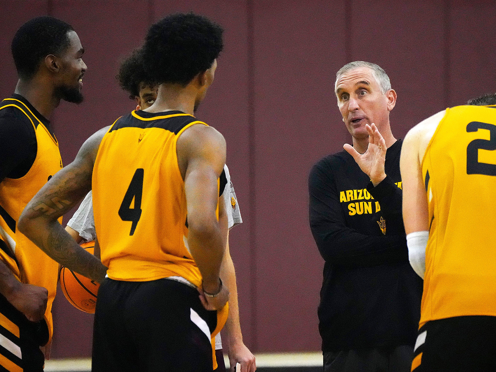 Bobby Hurley coaches during an Arizona State practice