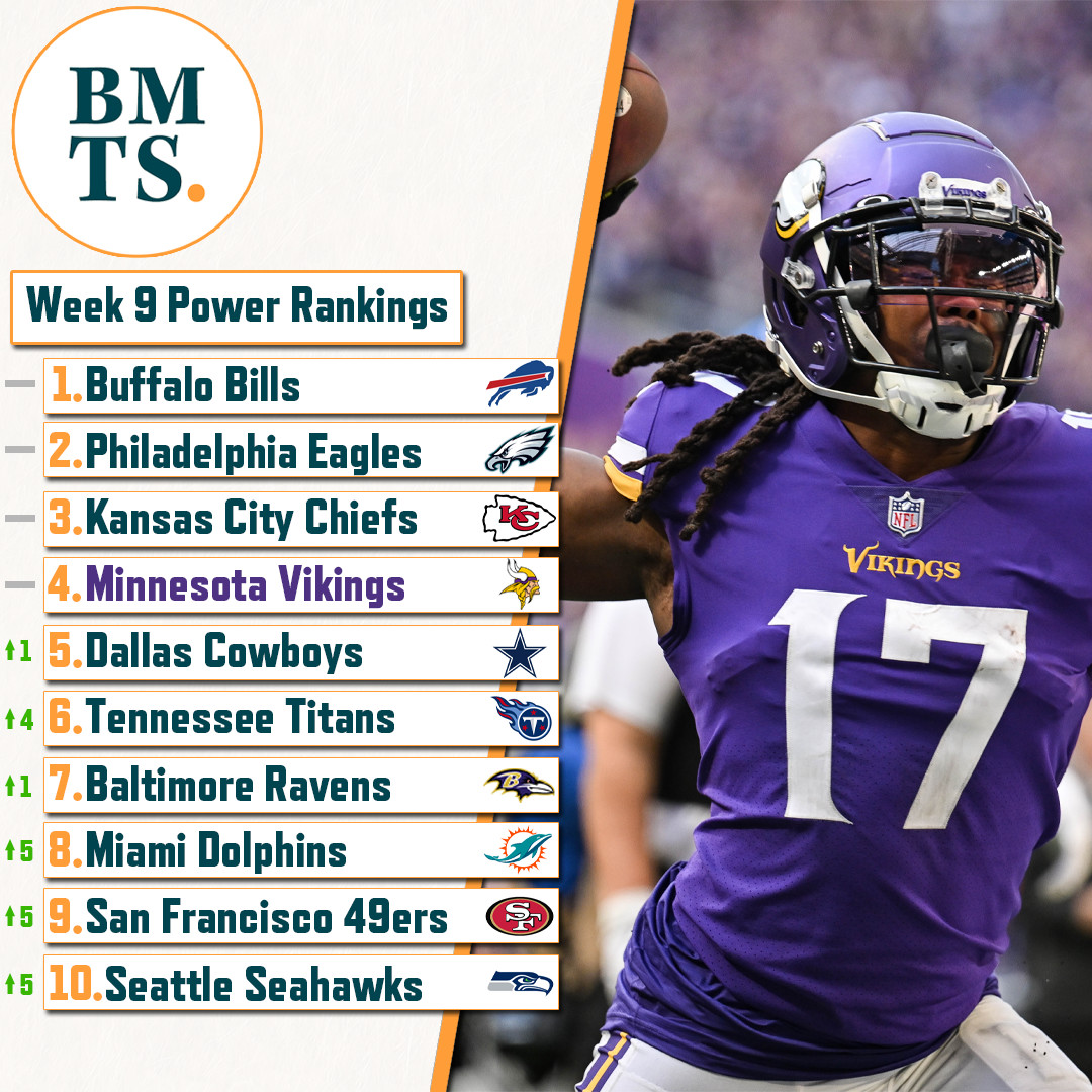 Week 9 NFL Power Rankings: 6-1 Minnesota Vikings Hold Steady in Top 5 - The  Ringer