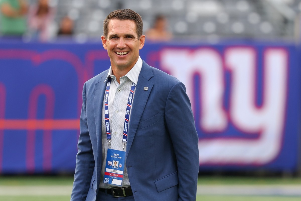 Aug 21, 2022; East Rutherford, New Jersey, USA; New York Giants general manager Joe Schoen before the game against the Cincinnati Bengals at MetLife Stadium.