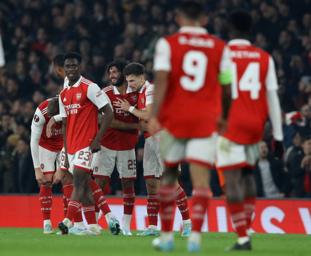 Arsenal's players pictured celebrating during their 1-0 win over Zurich in the Europa League in November 2022