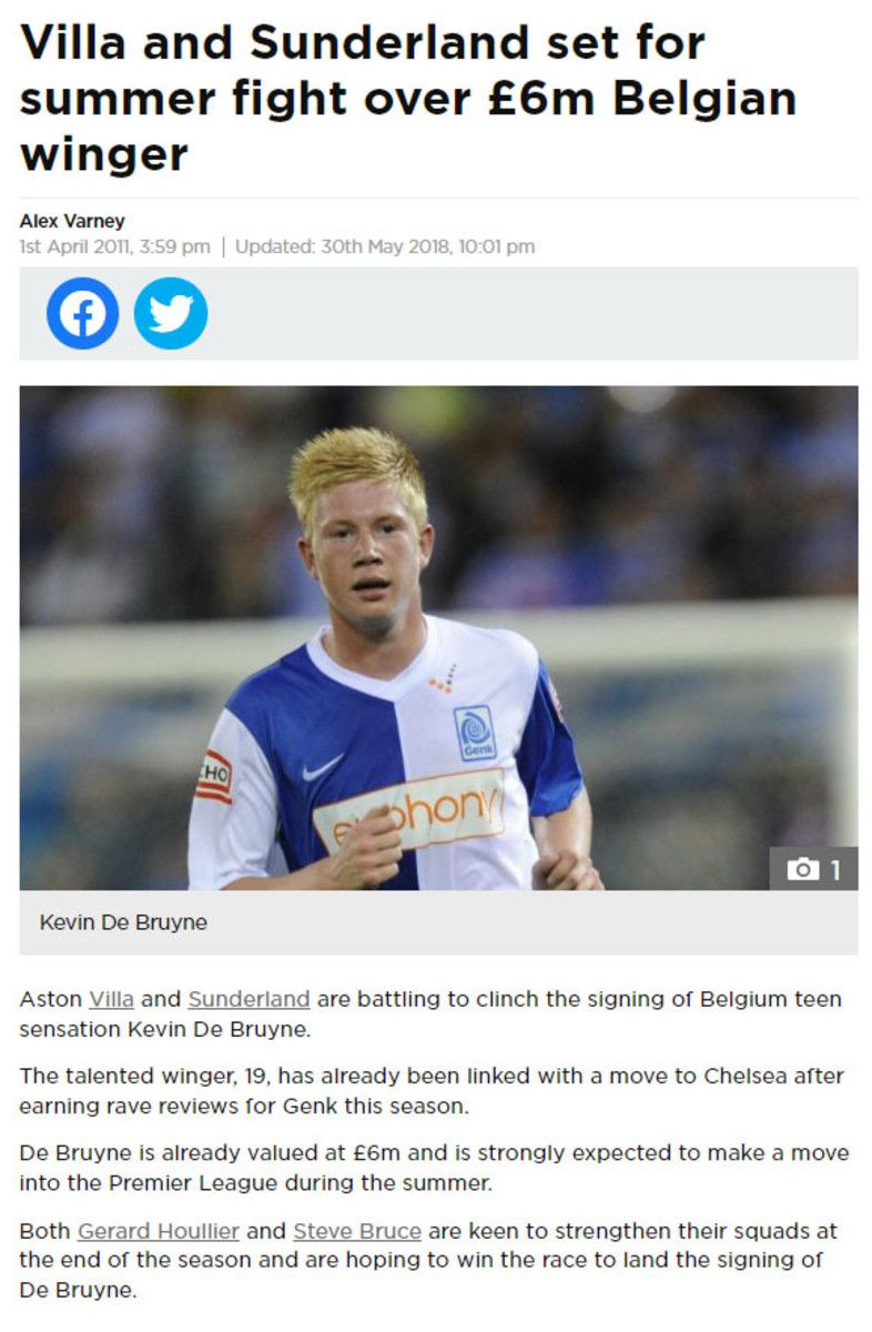 Kevin De Bruyne Sunderland