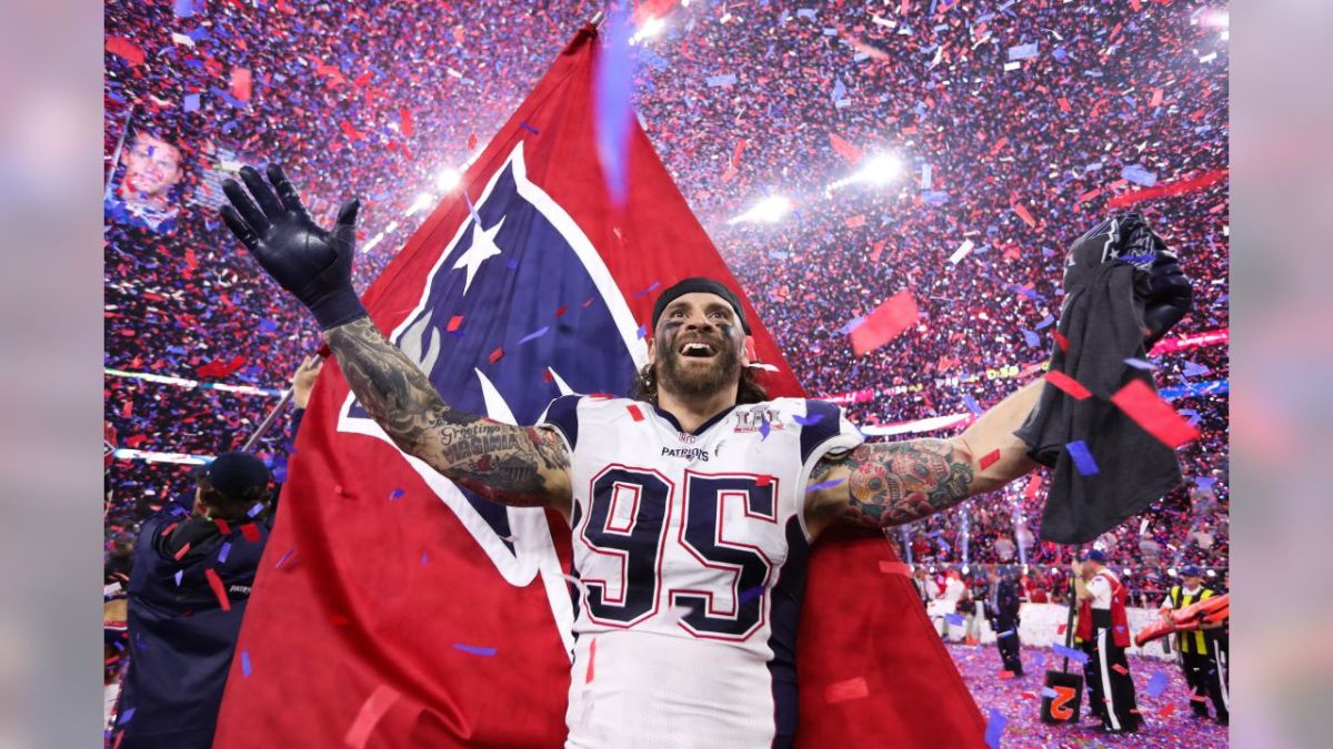 Long celebrates the Patriots' Super Bowl 51 victory.