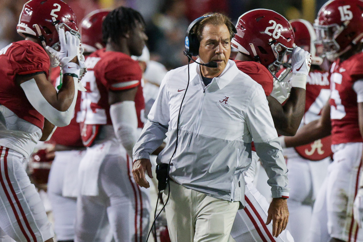 Alabama coach Nick Saban on the sidelines
