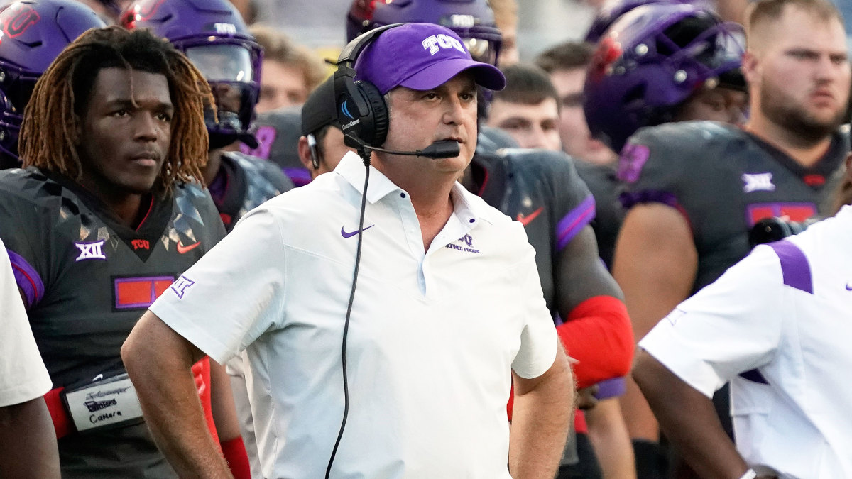 TCU coach Sonny Dykes stands on sideline