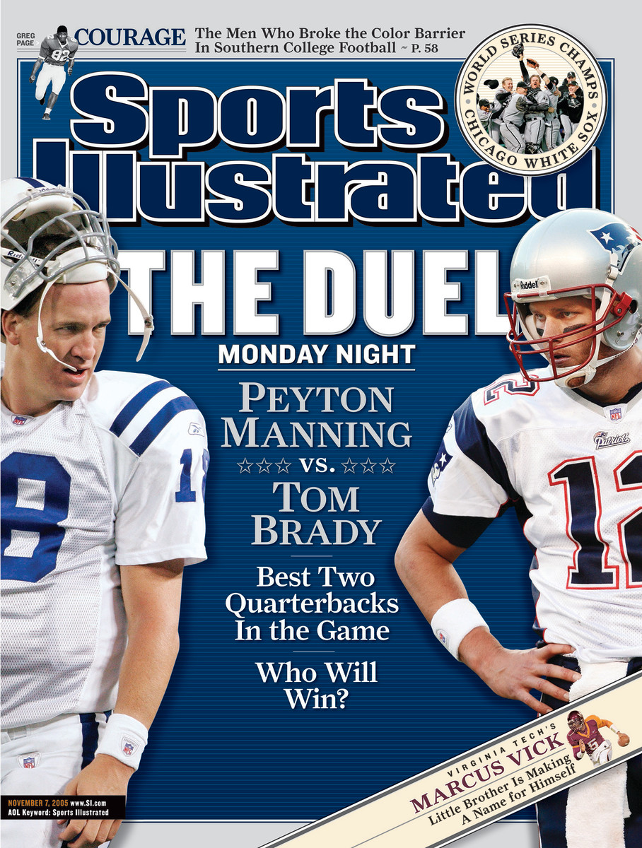 Peyton Manning and Tom Brady on the cover of Sports Illustrated in 2005
