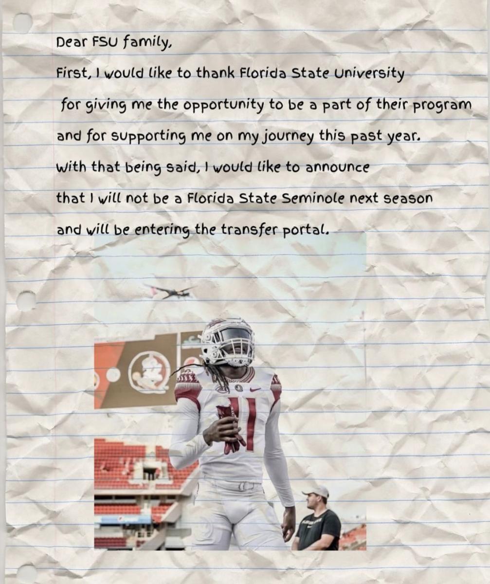 FSU true freshman defensive back intends to enter NCAA Transfer Portal