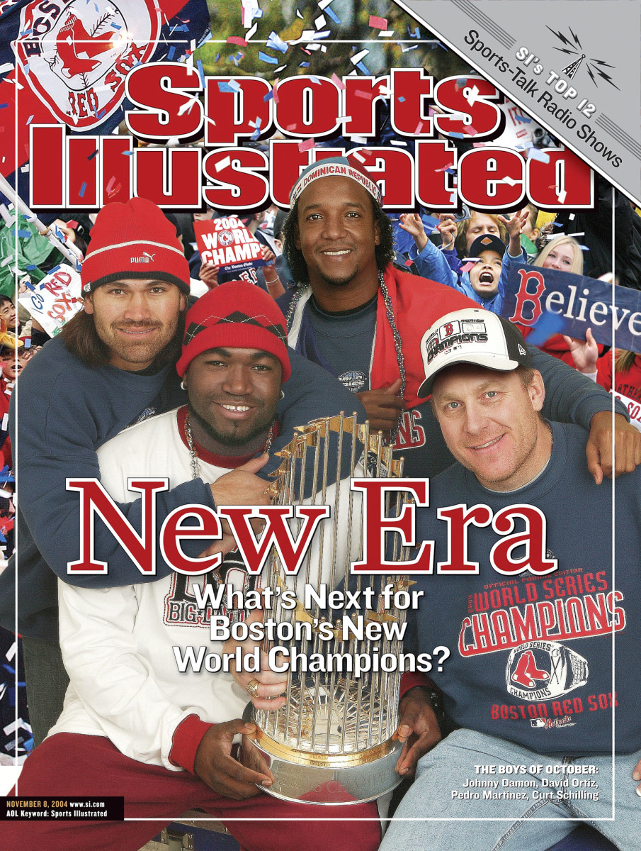 Johnny Damon, David Ortiz, Pedro Martinez and Curt Schilling on the cover of Sports Illustrated in 2004