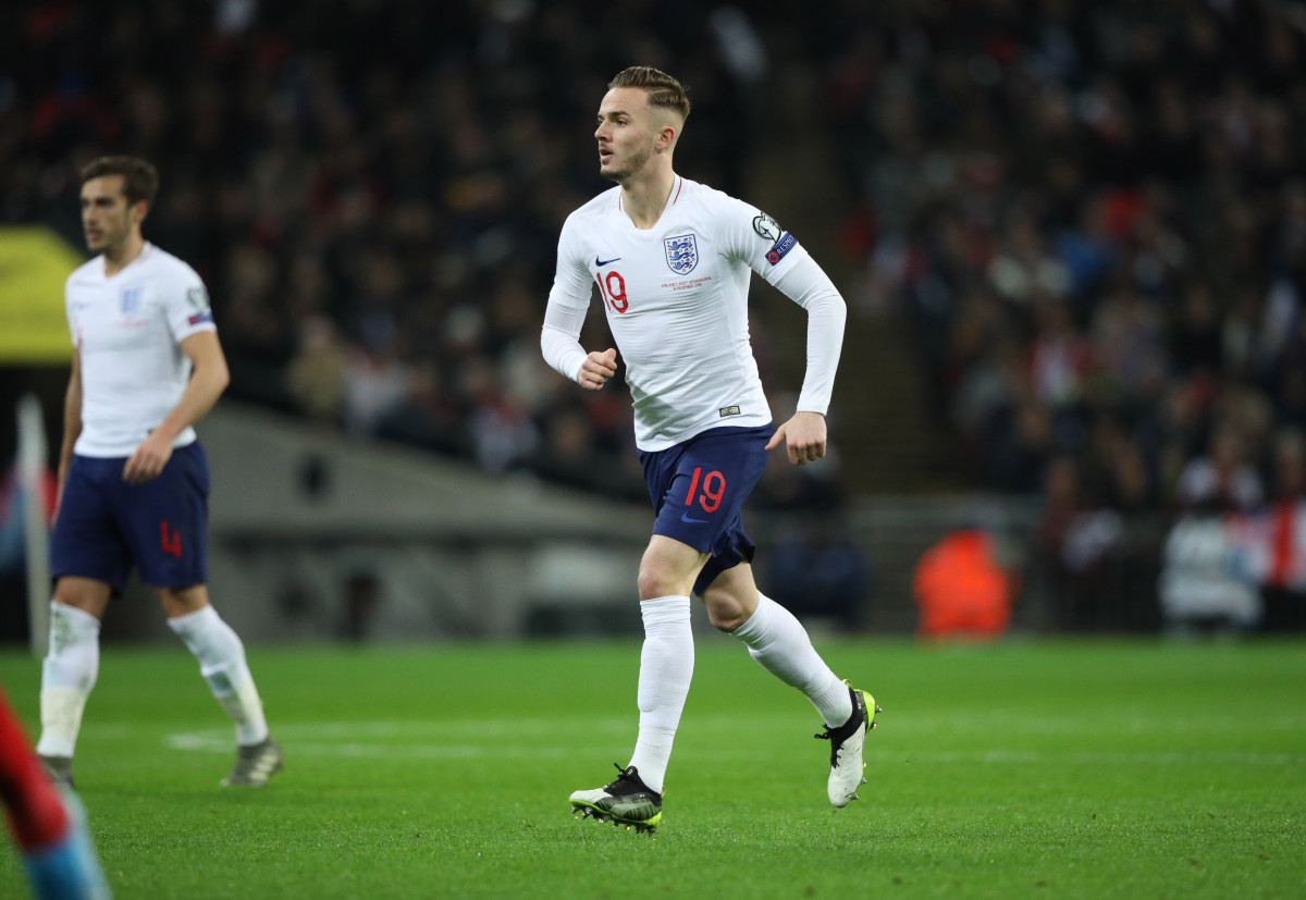 James Maddison pictured during his England debut in 2019