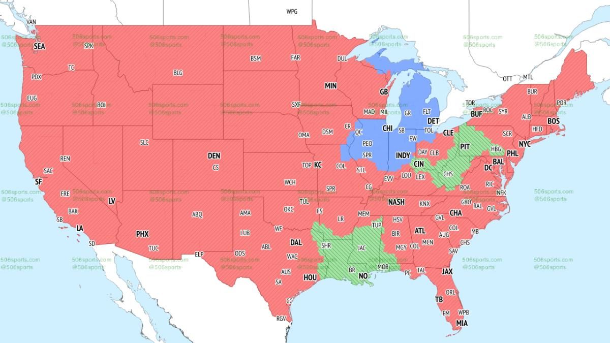 Saints-Steelers projected in green on FOX.