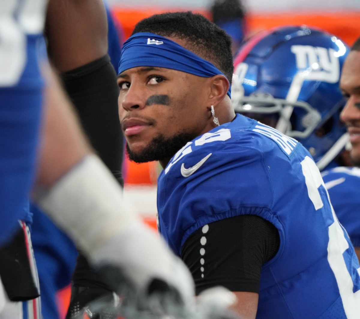 Saquon Barkley of the Giants in the second half. The Houston Texans at the New York Giants in a game played at MetLife Stadium in East Rutherford, NJ on November 13, 2022.
