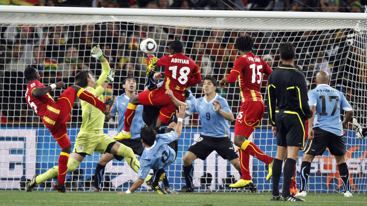 Luis Suarez and Uruguay face Ghana in the 2010 World Cup