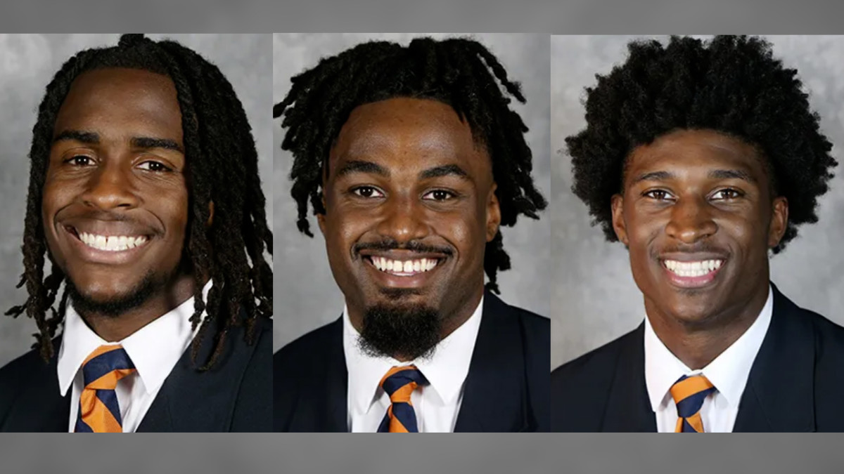 Virginia football players Devin Chandler, D'Sean Perry, and Lavel Davis Jr.