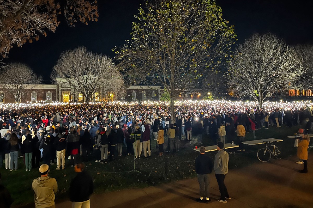 Thousands of students gathered at The Lawn on UVA’s campus for a vigil.