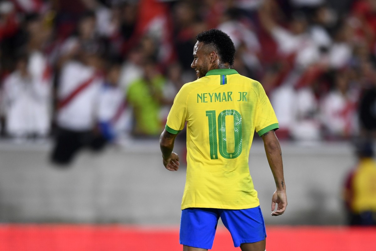 Brazil soccer, forward Neymar, smiling