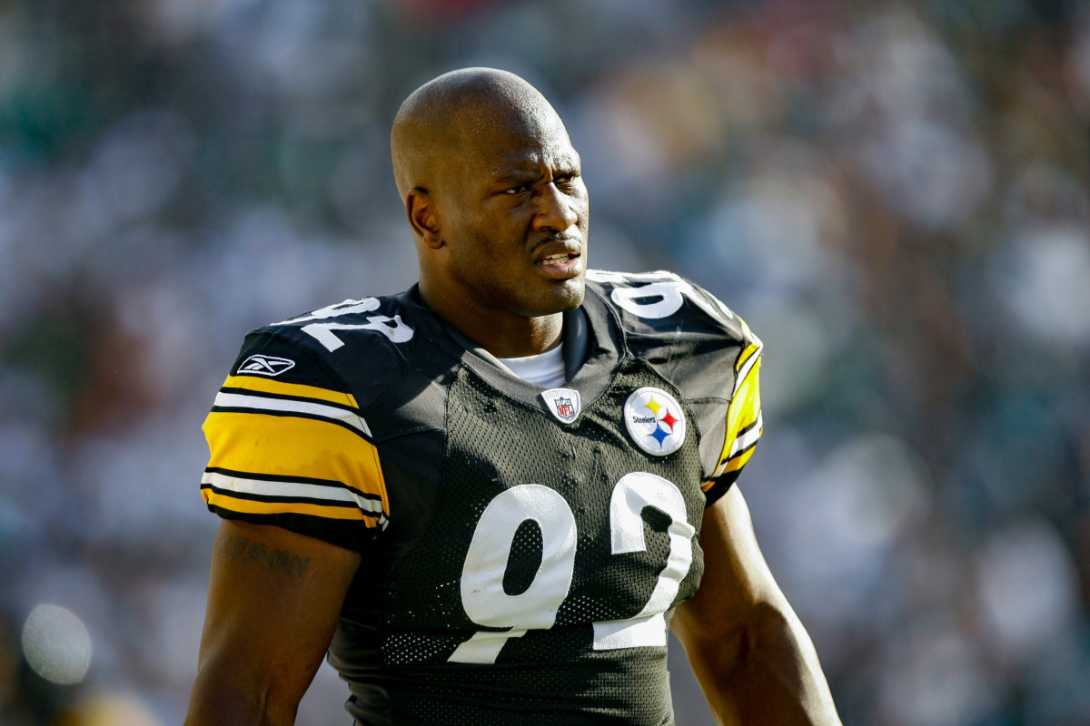 James Harrison on the field before a game