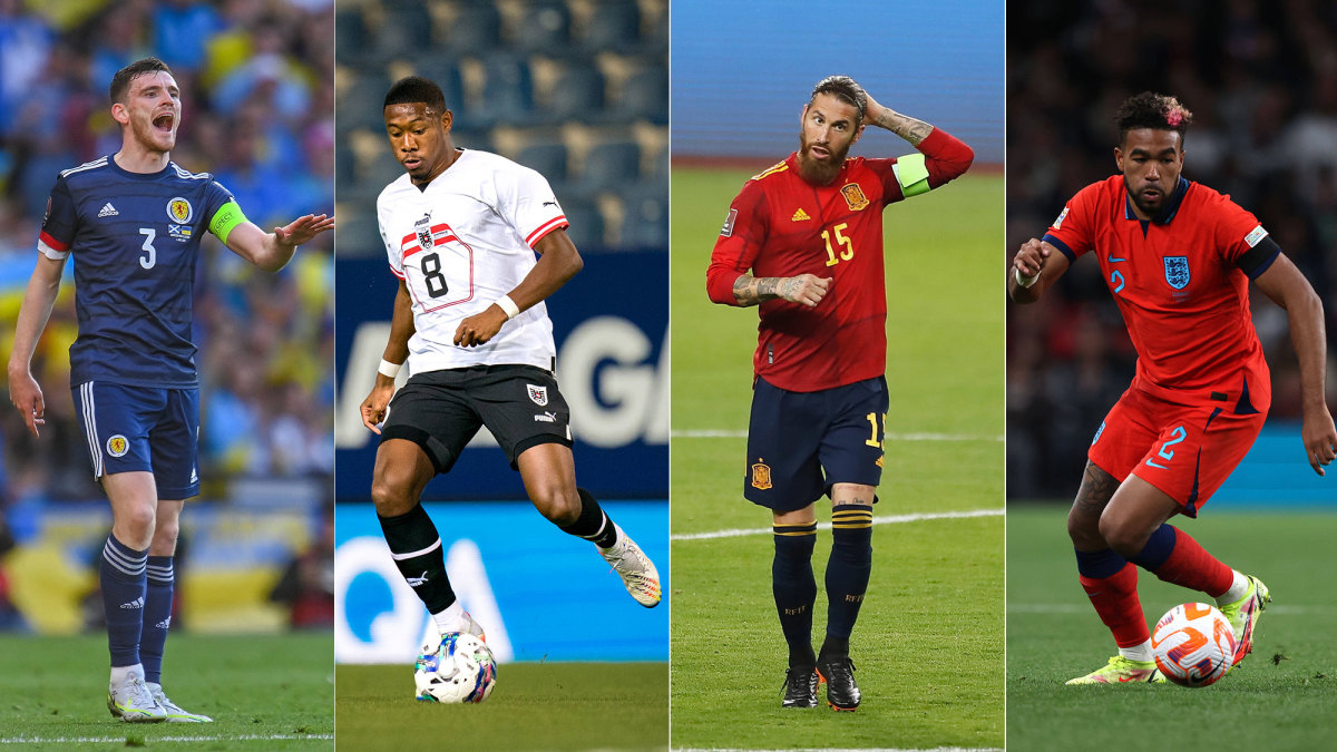 Andy Robertson, David Alaba, Sergio Ramos and Reece James miss out on the World Cup.