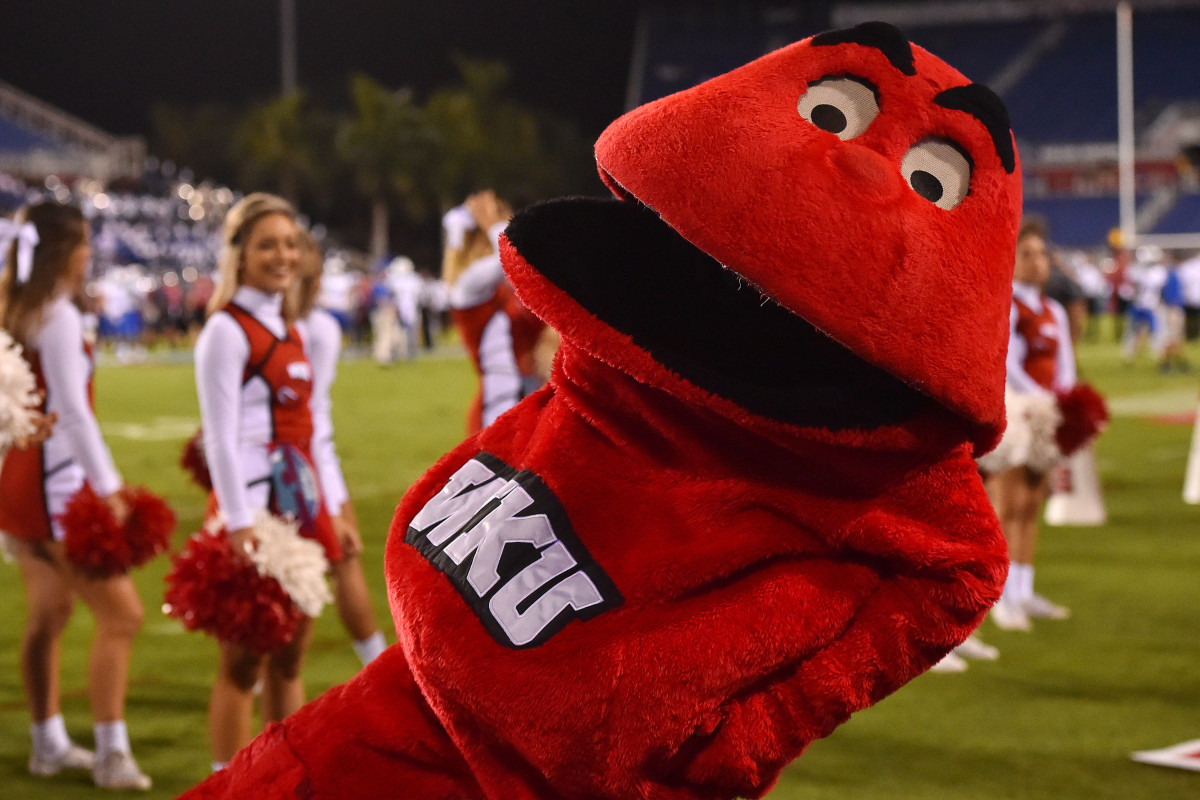 Dec 20, 2016; Boca Raton, FL, USA; Western Kentucky Hilltoppers mascot Big Red performs in the game between the Memphis Tigers and the Western Kentucky Hilltoppers during the first half at FAU Stadium. Mandatory Credit: Jasen Vinlove-USA TODAY Sports