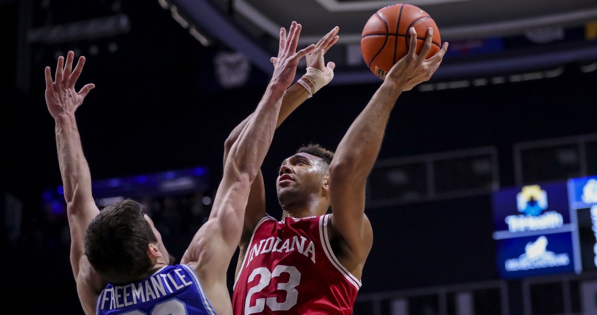 Trayce Jackson-Davis scored 30 points on Friday night, and it was the seventh time he's scored 30 or more points in a game for Indiana. (Katie Stratman/USA TODAY Sports)