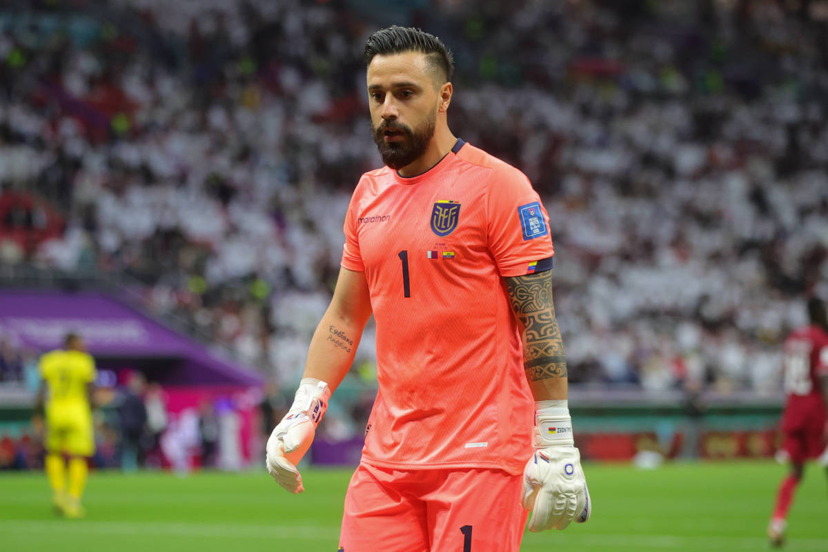 Ecuador goalkeeper Hernan Galindez pictured during his team's 2-0 win over Qatar at the 2022 World Cup