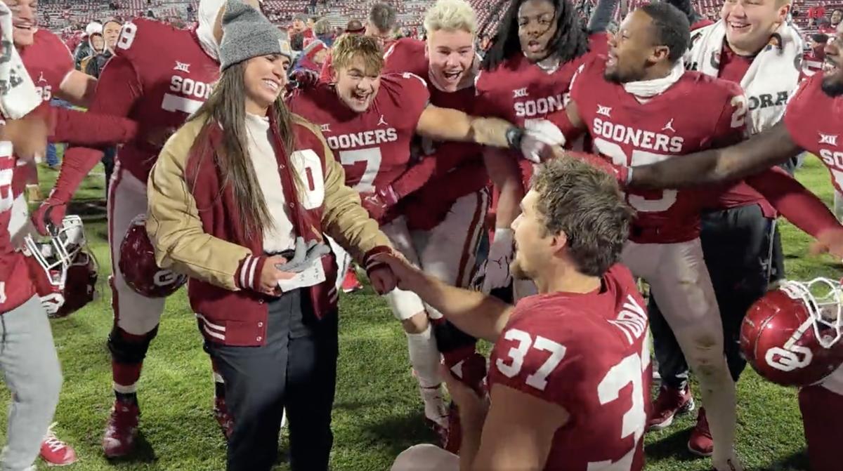 All-American Couple: Oklahoma P Michael Turk’s Marriage Proposal to SS Grace Lyons Goes Viral