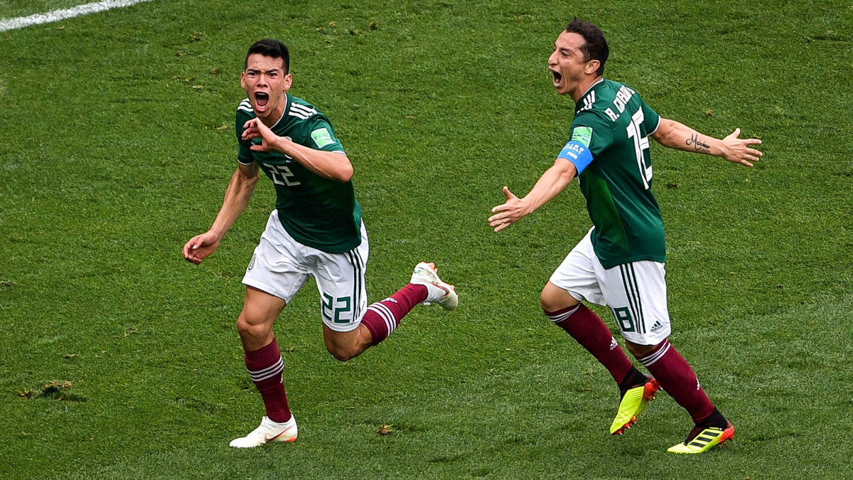Mexico’s Chucky Lozano celebrates his goal vs. Germany in 2018