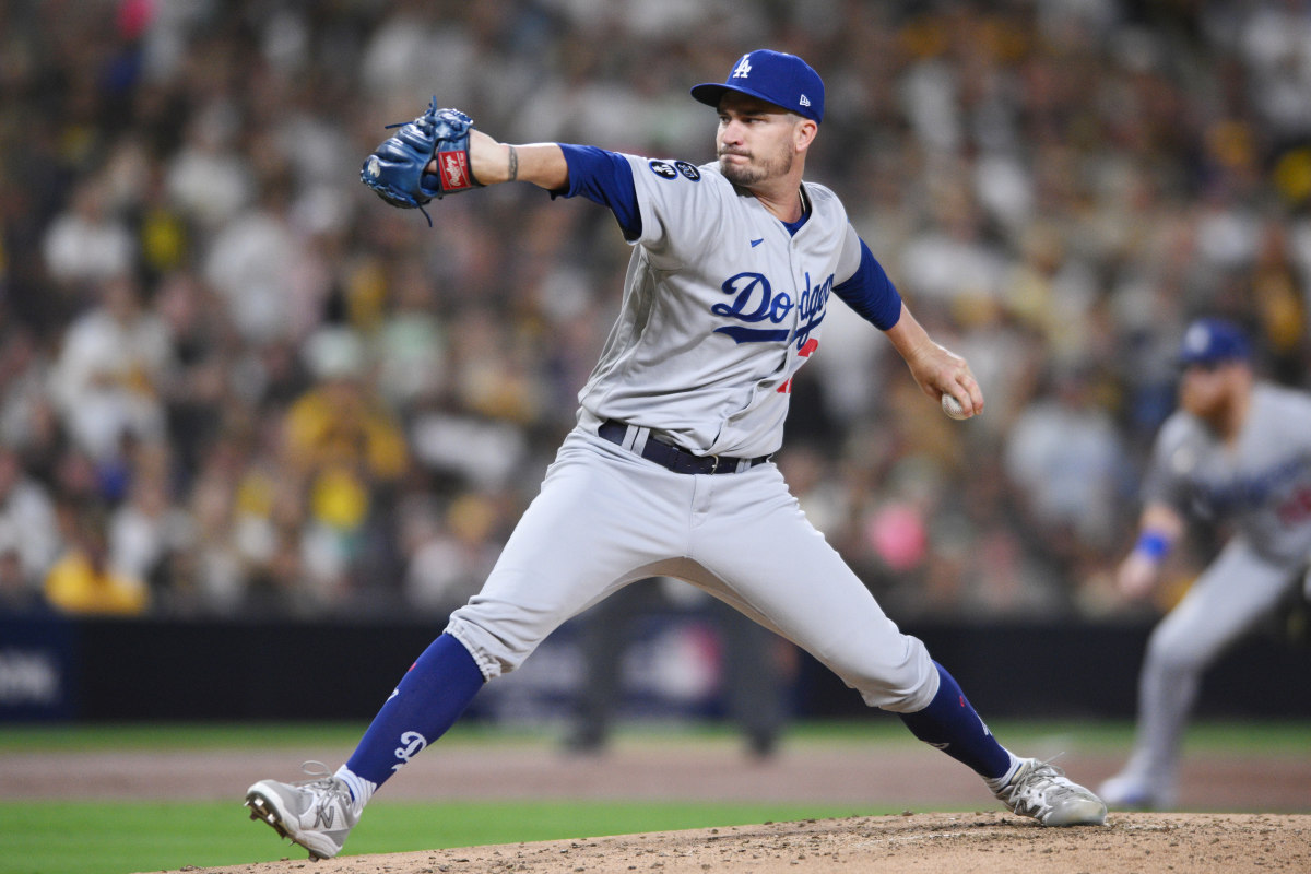 Los Angeles Dodgers pitcher Andrew Heaney throws a pitch