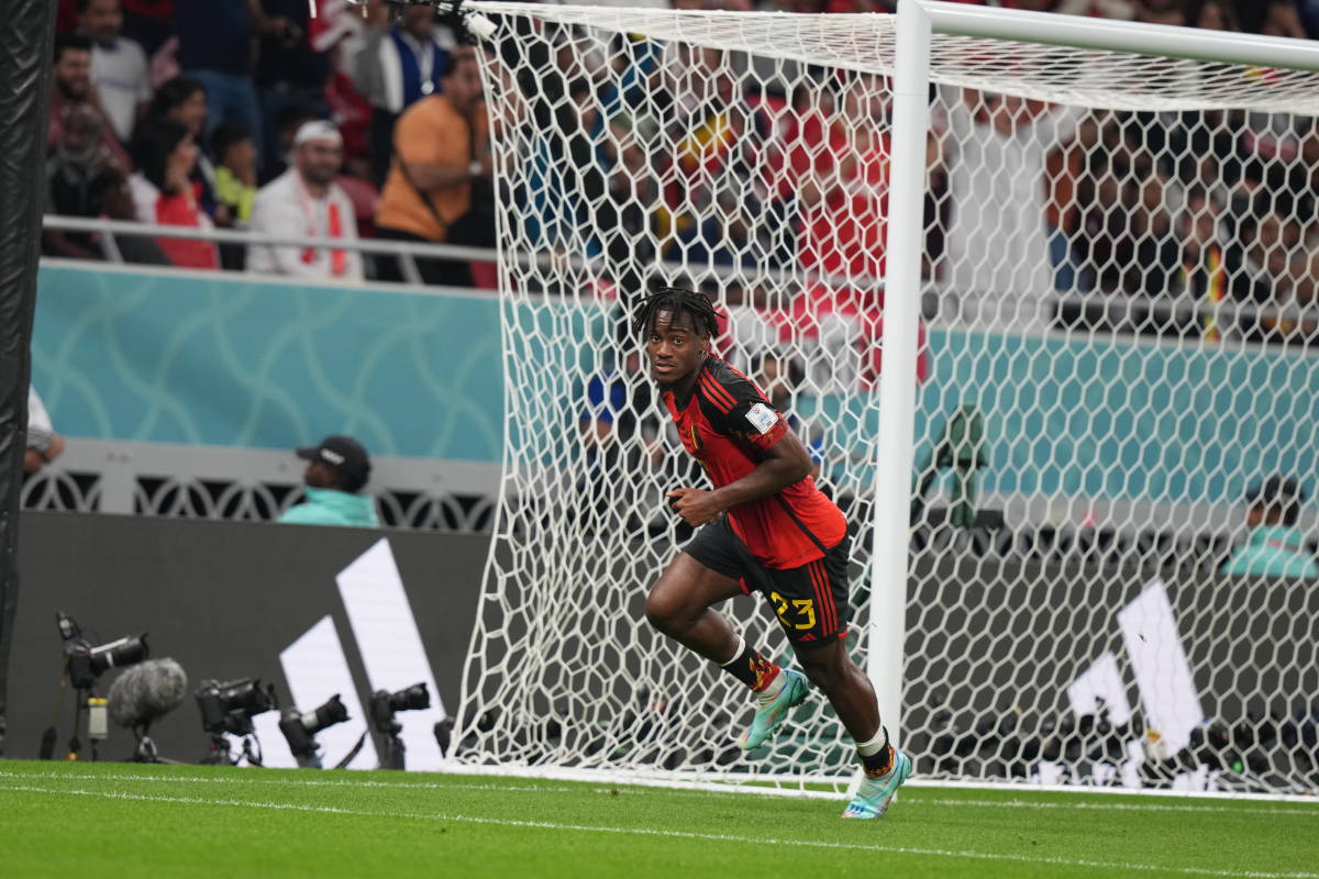 Michy Batshuayi pictured after scoring in Belgium's 1-0 win over Canada at the 2022 FIFA World Cup