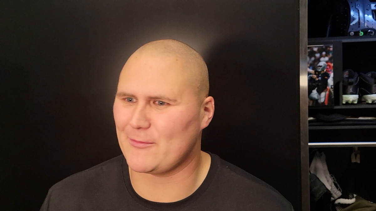 Las Vegas Raiders' locker room OL Jackson Barton Sports Illustrated