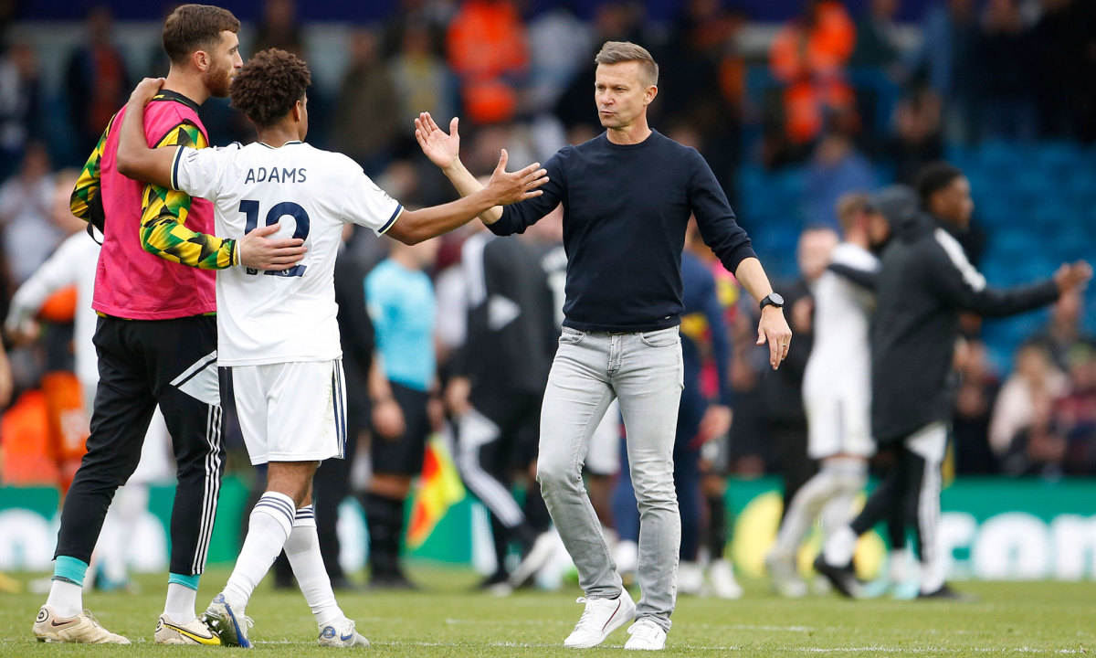 Matt Turner, Tyler Adams and Jesse Marsch after Leeds-Arsenal