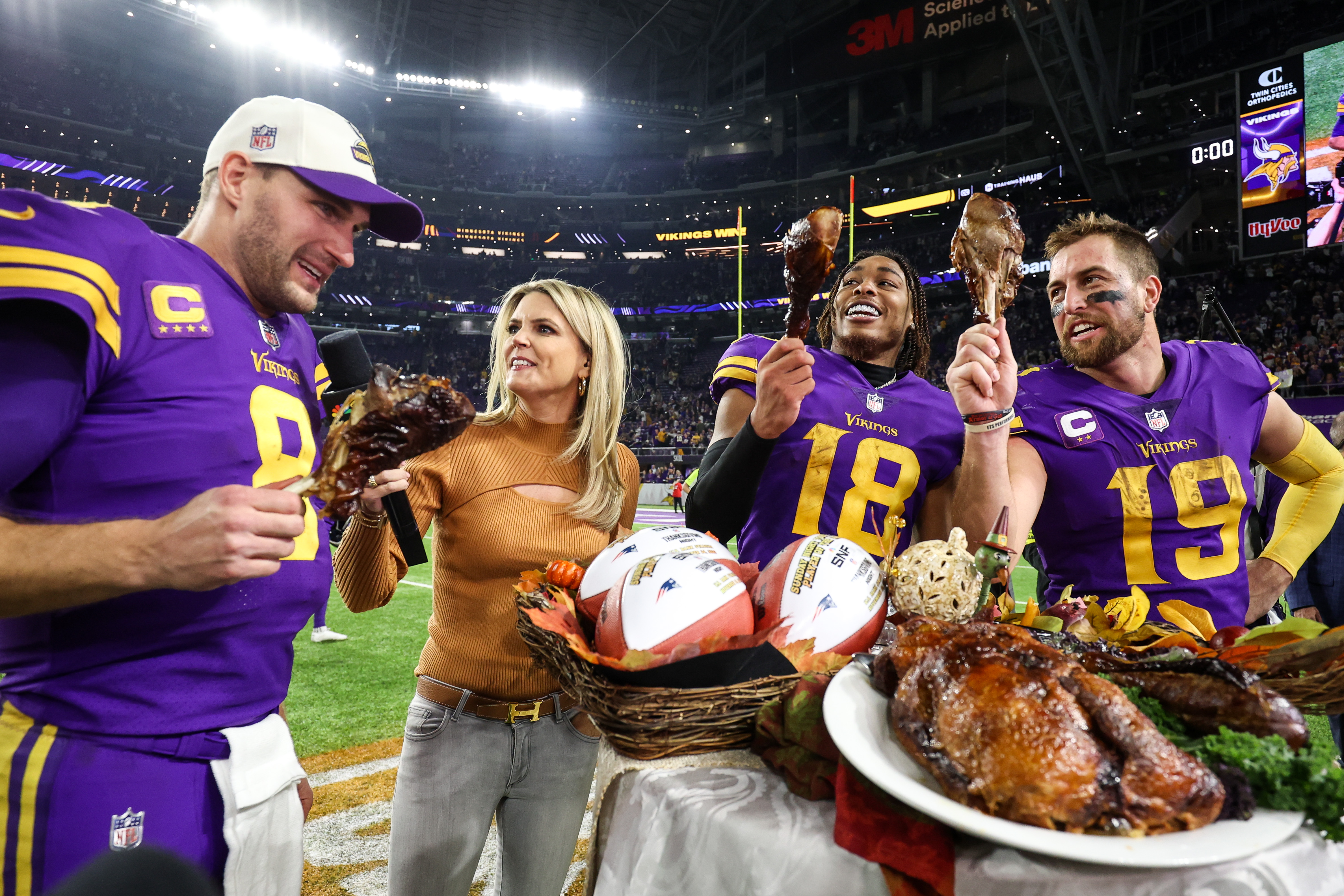 Adam Thielen Spits Out Postgame Turkey After Vikings’ Thanksgiving Win Over Patriots