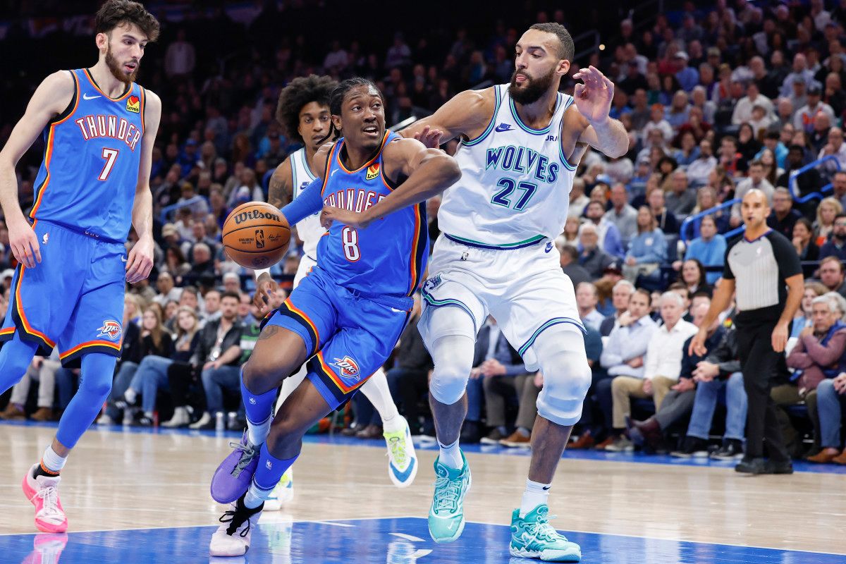 Rudy Gobert defends OKC's Jalen Williams