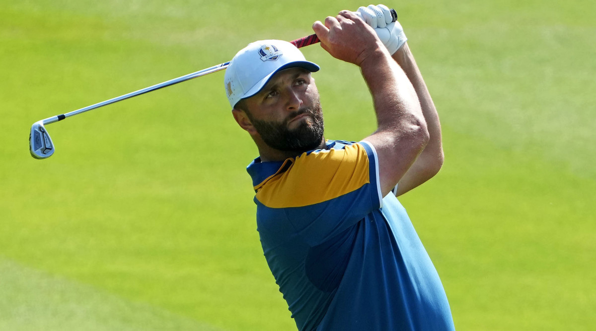 Team Europe golfer Jon Rahm plays from the fairway