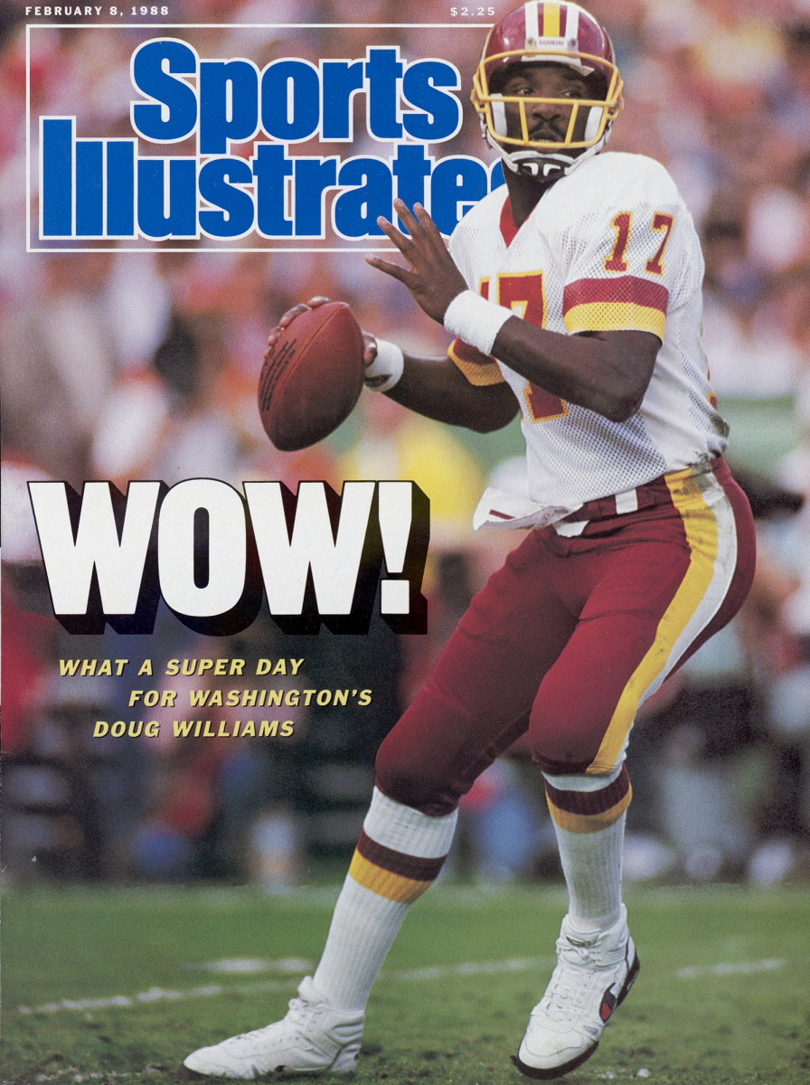 Doug Williams throws the football on a Sports Illustrated cover