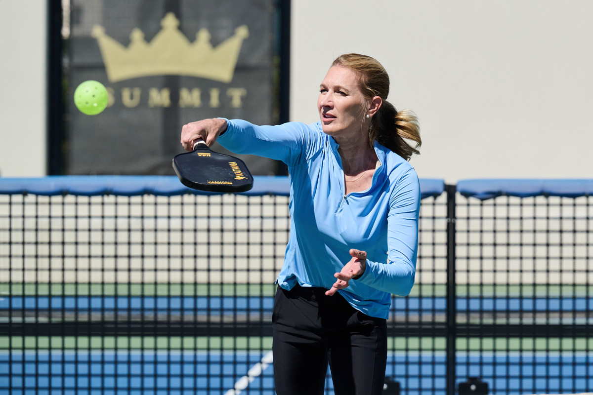 Former tennis great Stefani Graf playing pickleball.