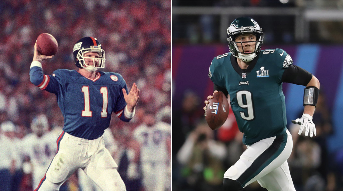Former New York Giants quarterback Phil Simms and ex-Philadelphia Eagles quarterback Nick Foles have recorded two of top 25 performances in the history of the Super Bowl over the past 57 years.