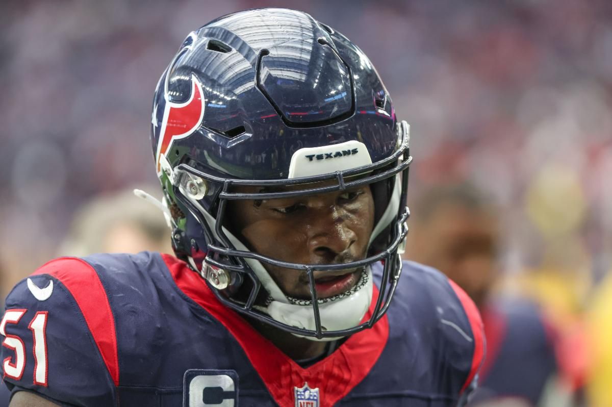 Houston Texans defensive end Will Anderson Jr. (51) runs off the field at the end of the first half against the Tennessee Titans at NRG Stadium.