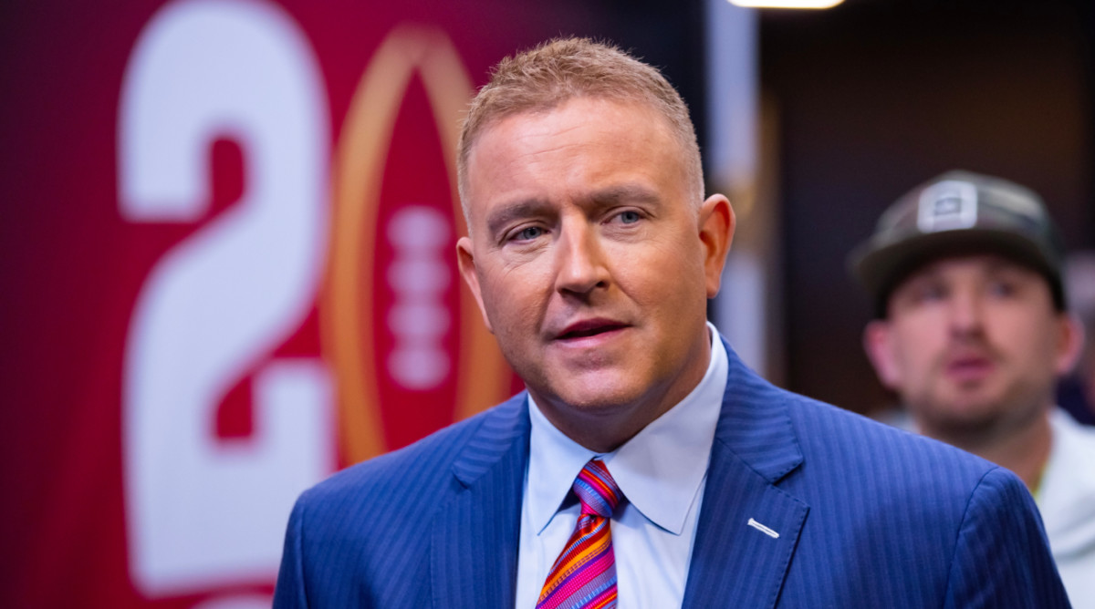 ESPN’s Kirk Herbstreit at the 2022–23 College Football National Championship game between Georgia and TCU.