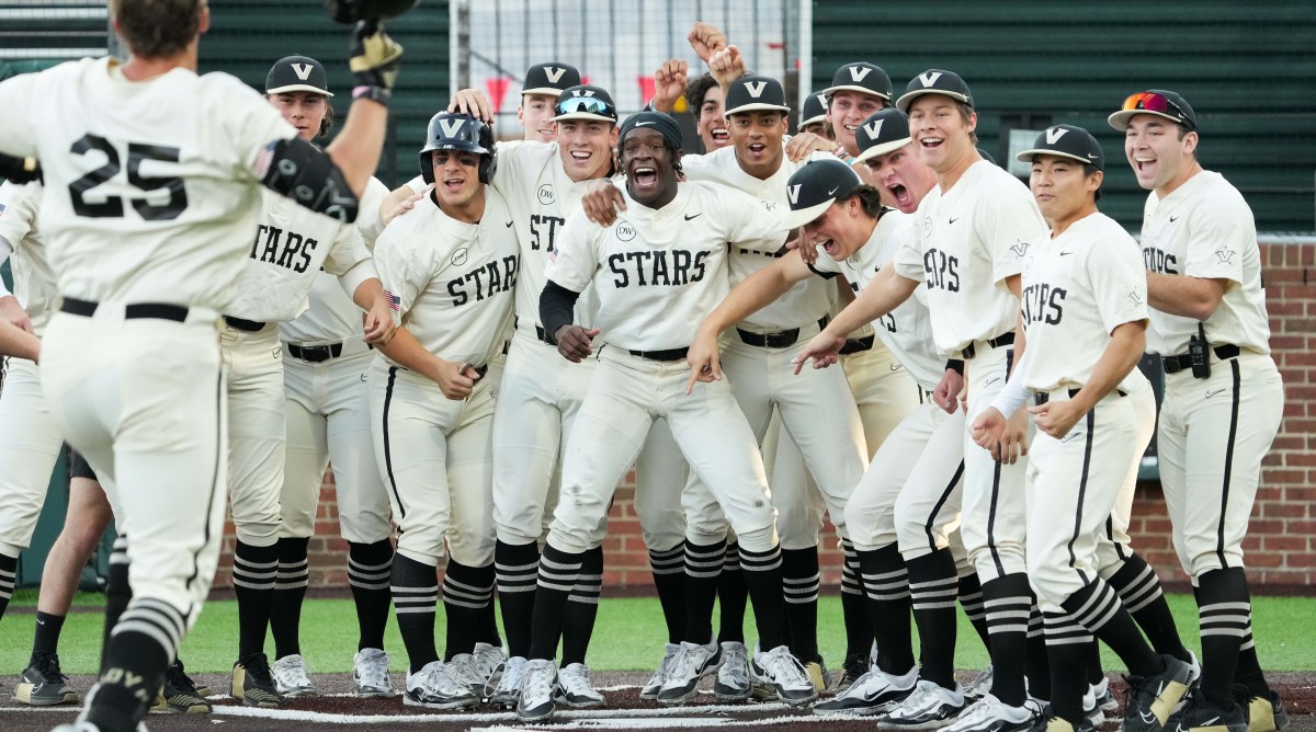 The Vanderbilt baseball team after a walk-off.