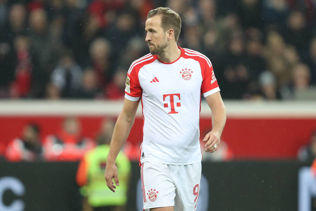 Harry Kane pictured during Bayern Munich's 3-0 loss at Bayer Leverkusen in the Bundesliga in February 2024