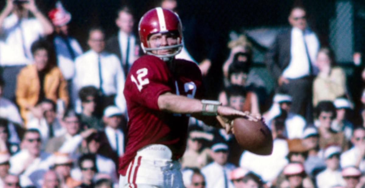 Alabama Crimson Tide quarterback and future Super Bowl champion Ken Stabler during a college football game.
