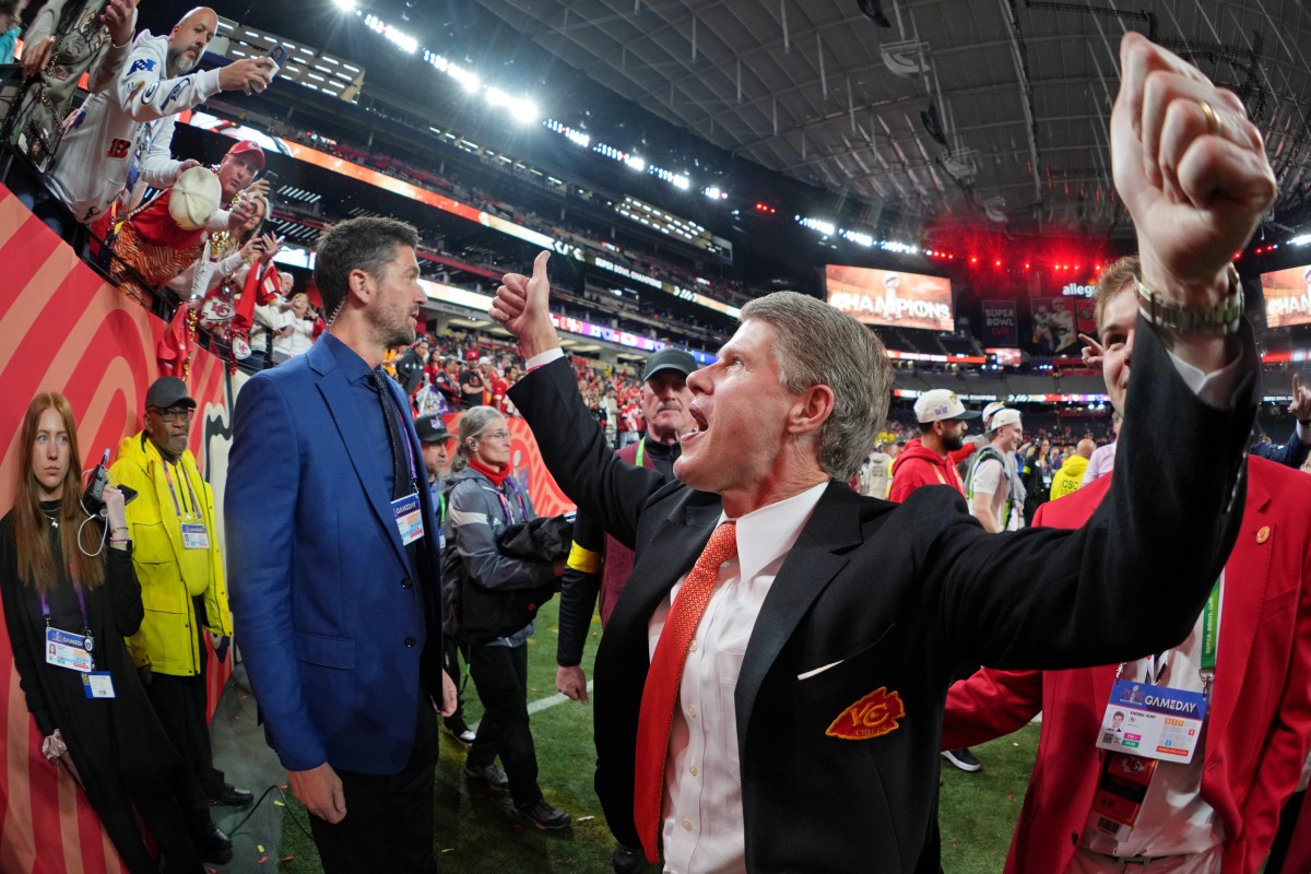 Clark Hunt celebrates the Chiefs' back-to-back Super Bowl championships.