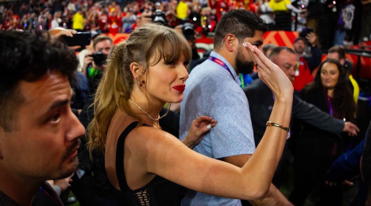 Taylor Swift, Kansas City Chiefs WR Mecole Hardman at Super Bowl LVIII